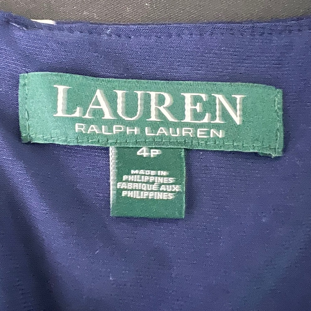 NWT-$125 Lauren Ralph Lauren Floral Sheath Dress 4P Navy Boat Neck 3/4 Sleeve - Picture 6 of 12